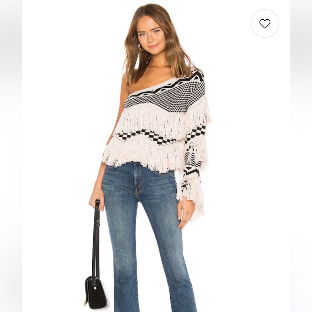 NWT House of Harlow 1960 Black and Ivory Knit Top with Geometric Pattern - Picture 6 of 7